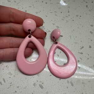 Retro Pink Teardrop Earrings